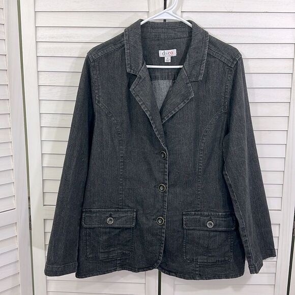 Denim & Co Denim Blazer Medium NWOT Black Wash - Picture 3 of 12